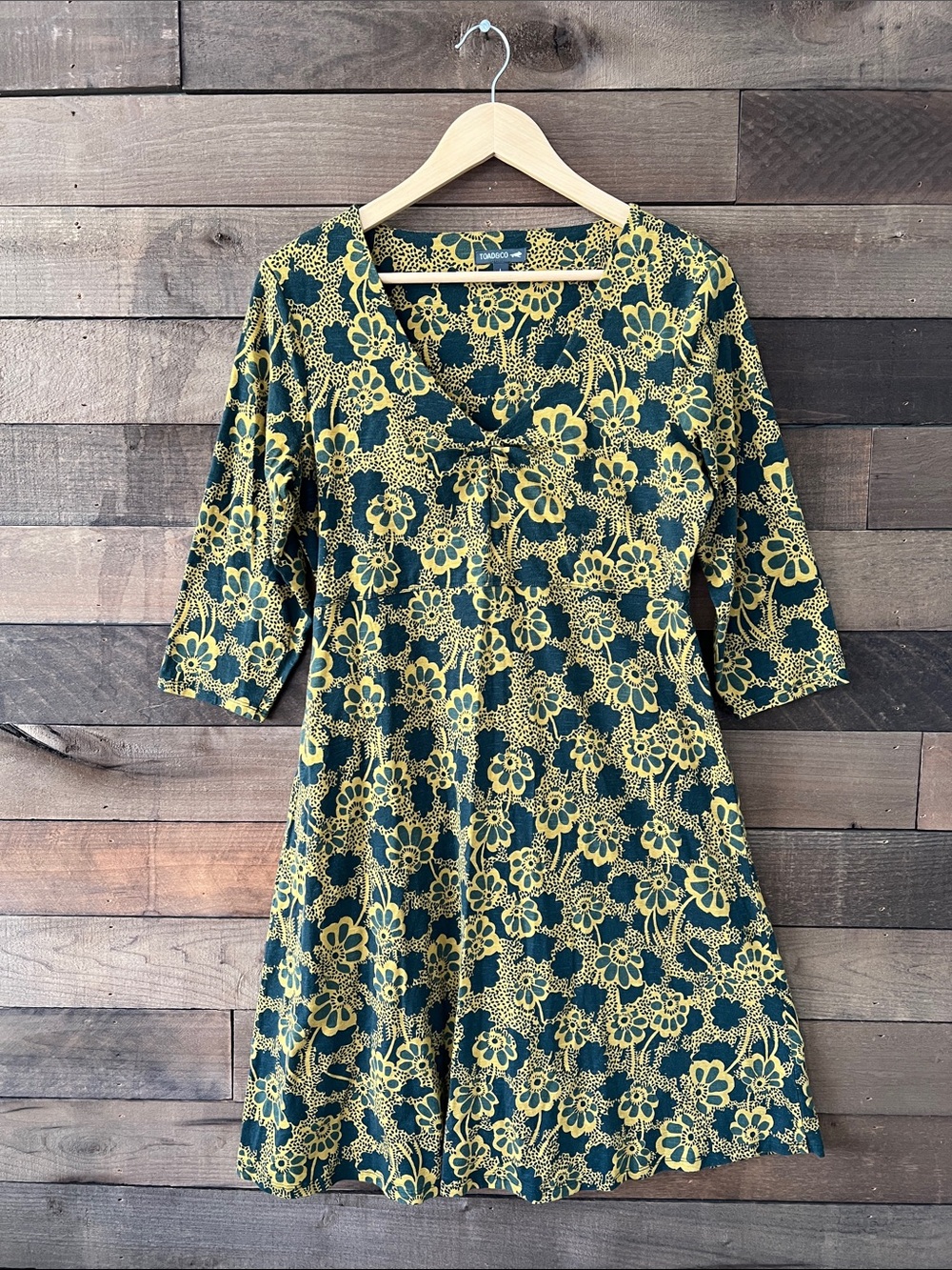 Toad & Co. Women's Rosalinda Mini Dress in Yellow Black Floral Size Large - Picture 2 of 9